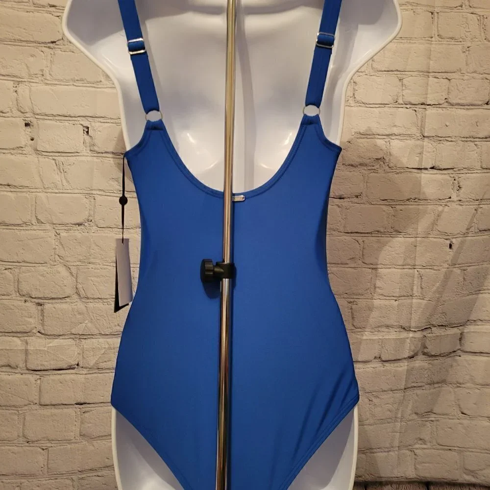 Dkny Ruffle Plunge Underwire Tummy Control One-Piece - Picture 5 of 7